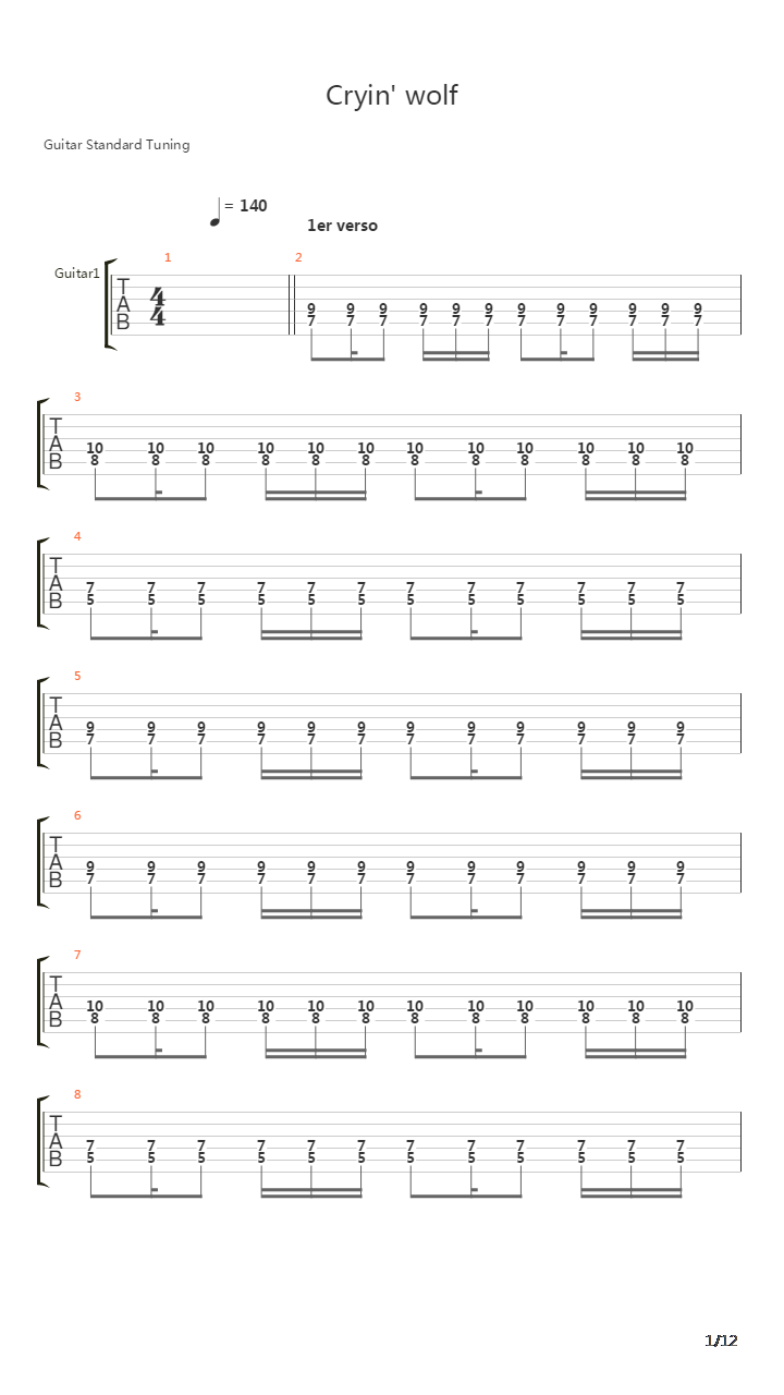 Cryin Wolf吉他谱