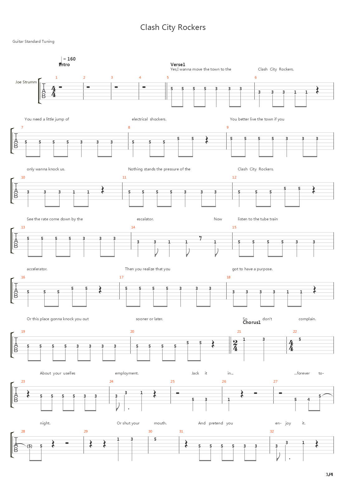 Clash City Rockers吉他谱