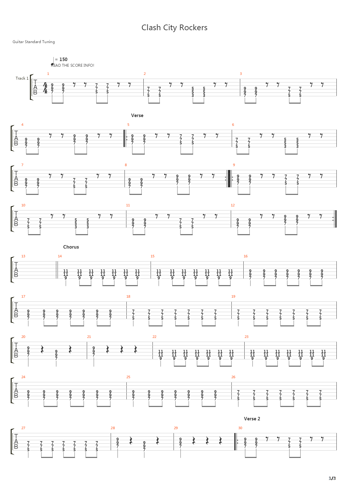 Clash City Rockers吉他谱