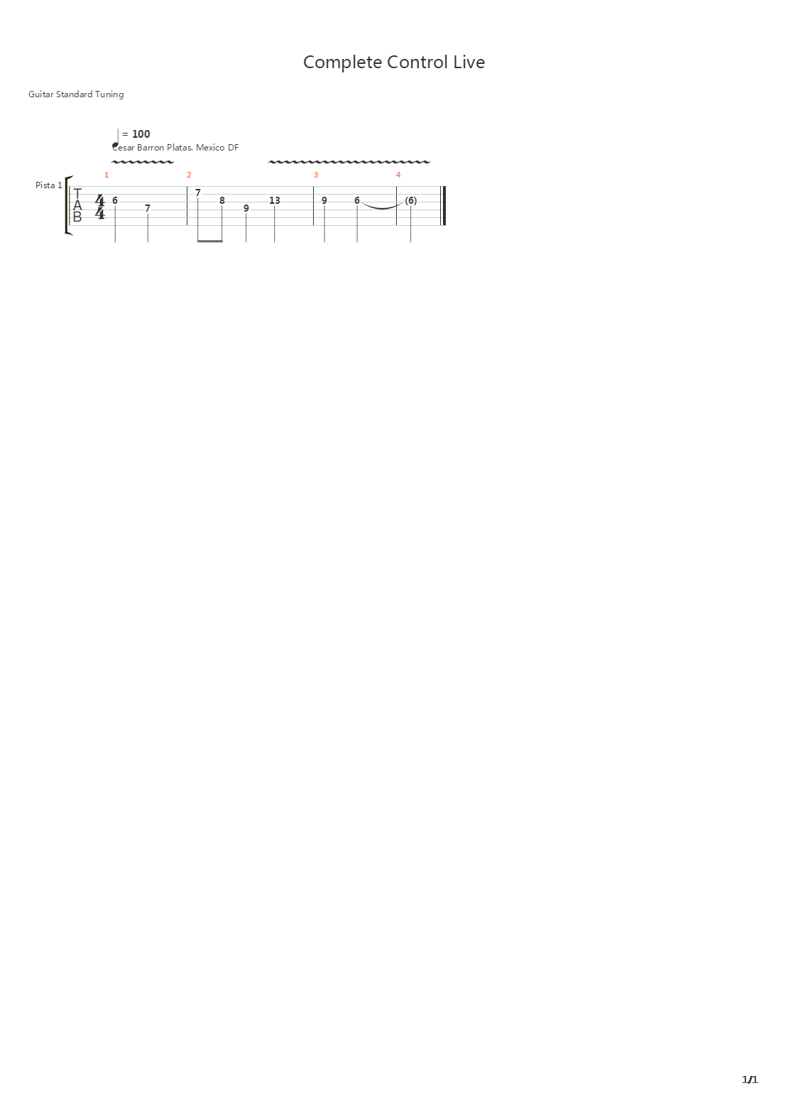 Complete Control吉他谱