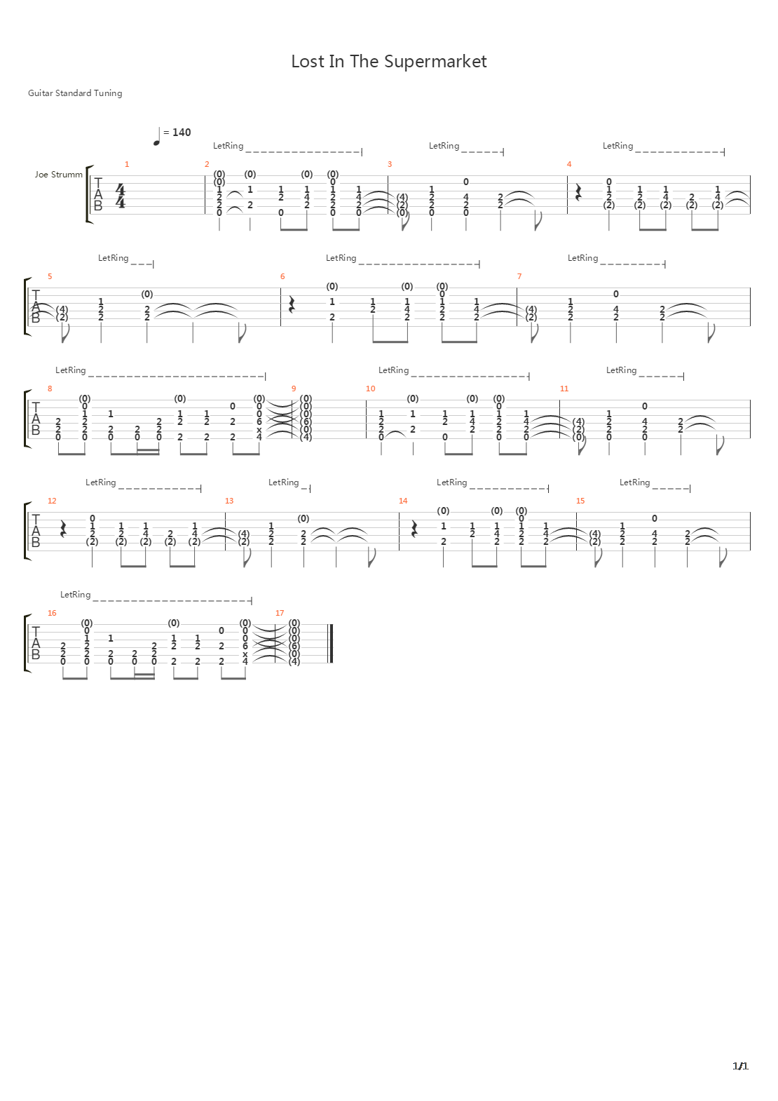 Lost In The Supermarket吉他谱