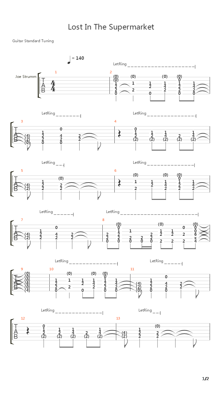 Lost In The Supermarket吉他谱