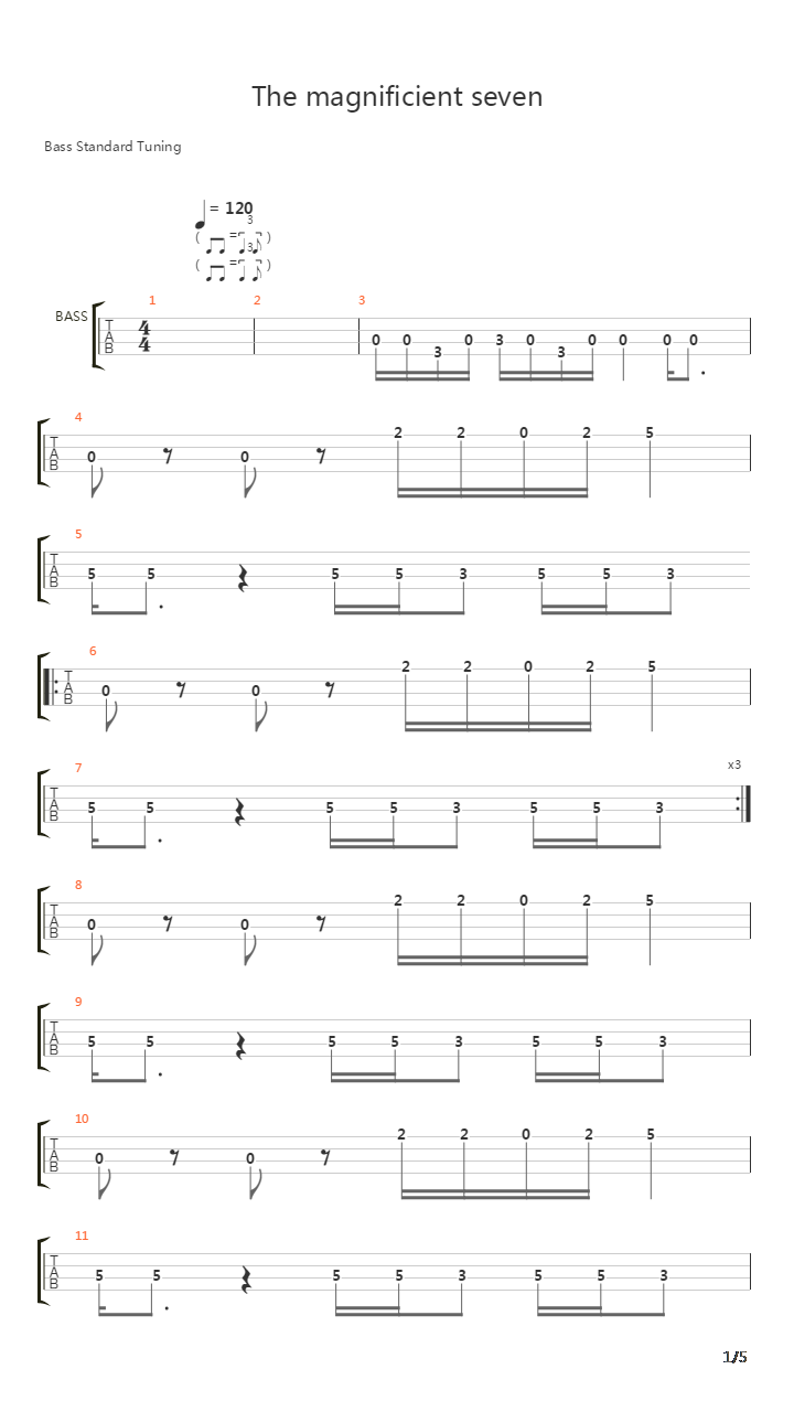 Magnificient Seven吉他谱