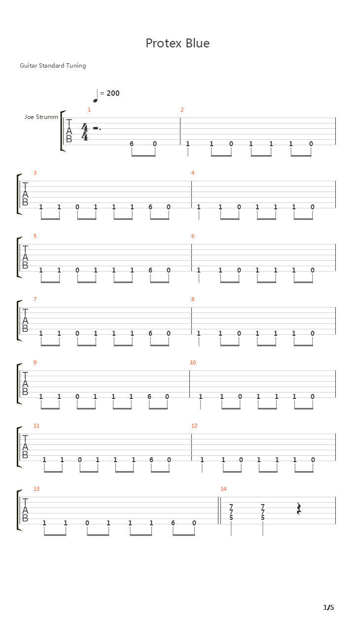Protex Blue吉他谱