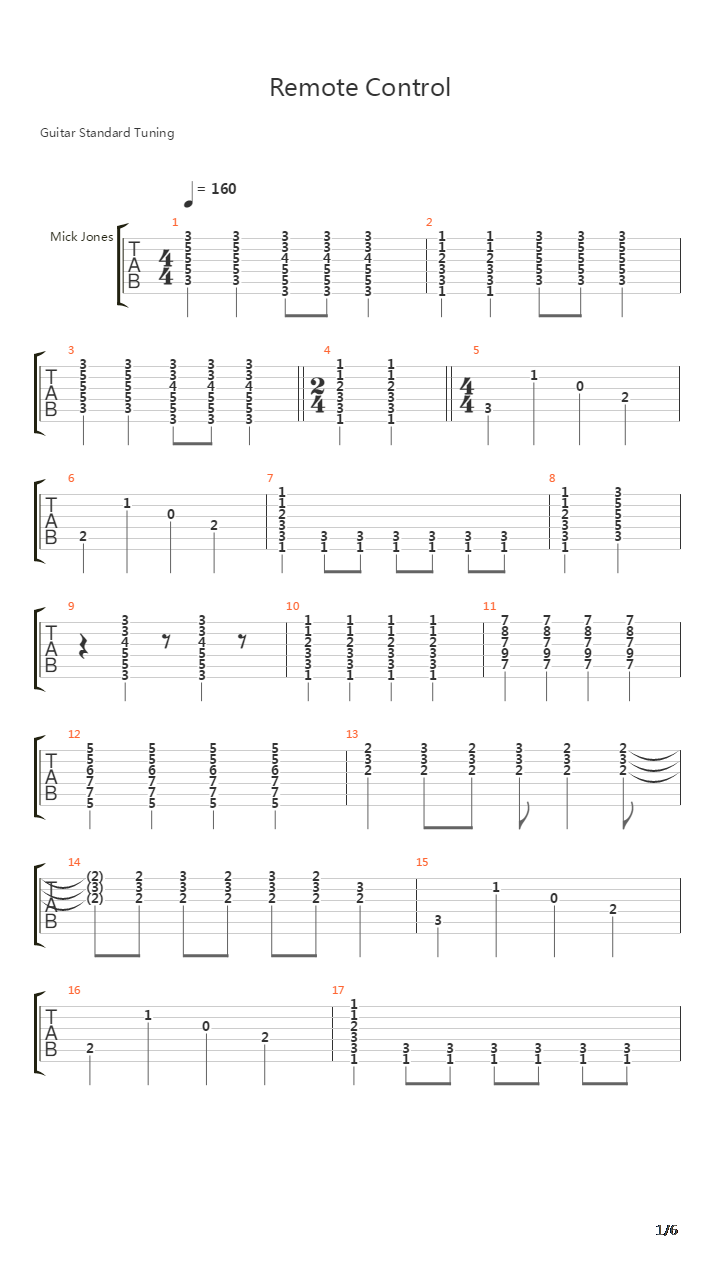 Remote Control吉他谱