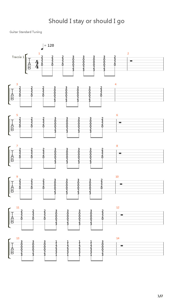 Should I Stay Or Should I Go吉他谱