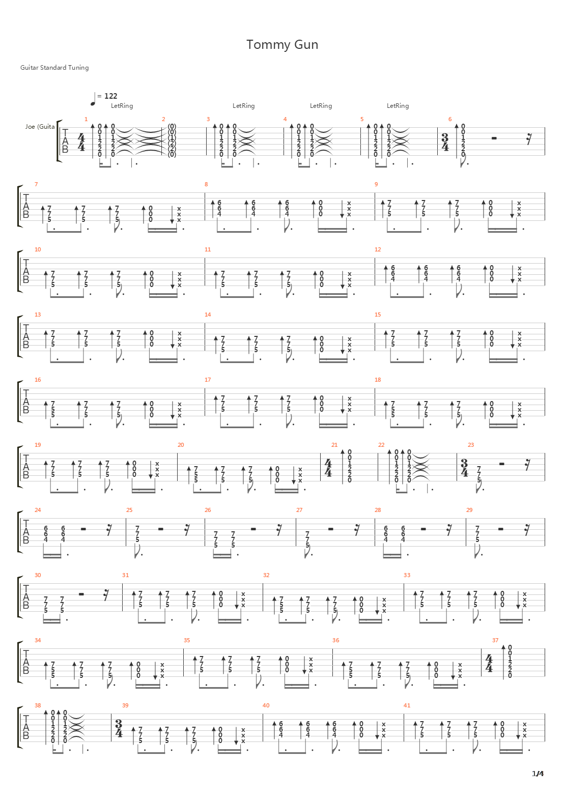Tommy Gun吉他谱