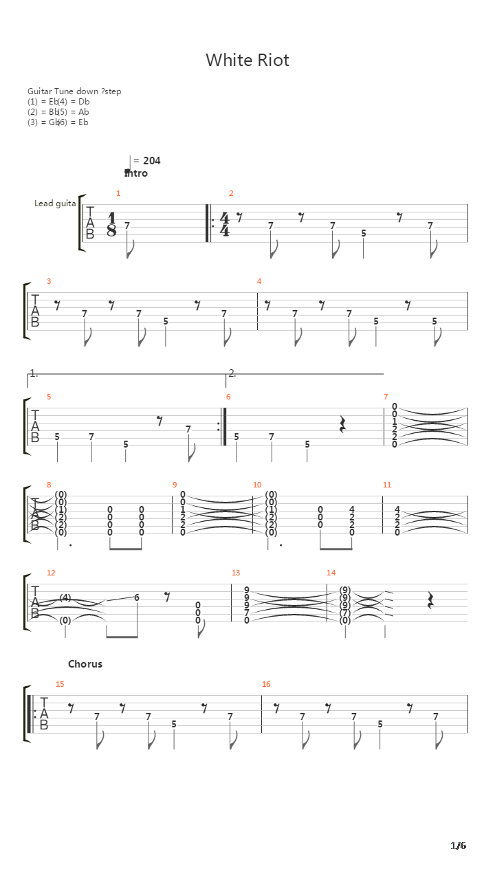 White Riot吉他谱