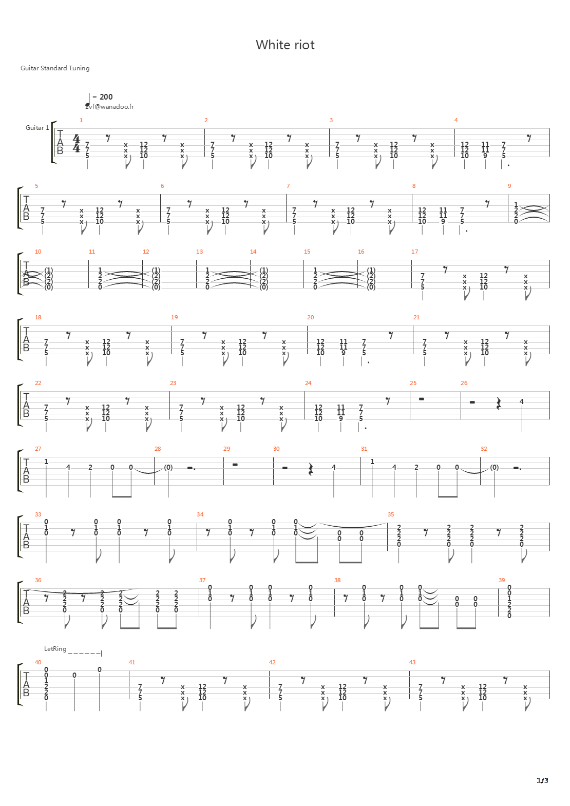 White riot吉他谱