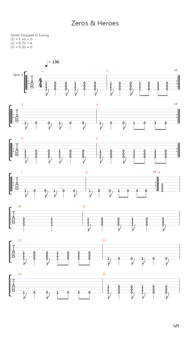 Zeros Heroes吉他谱