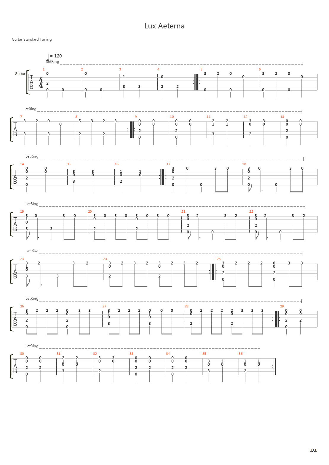 Lux Aeterna吉他谱