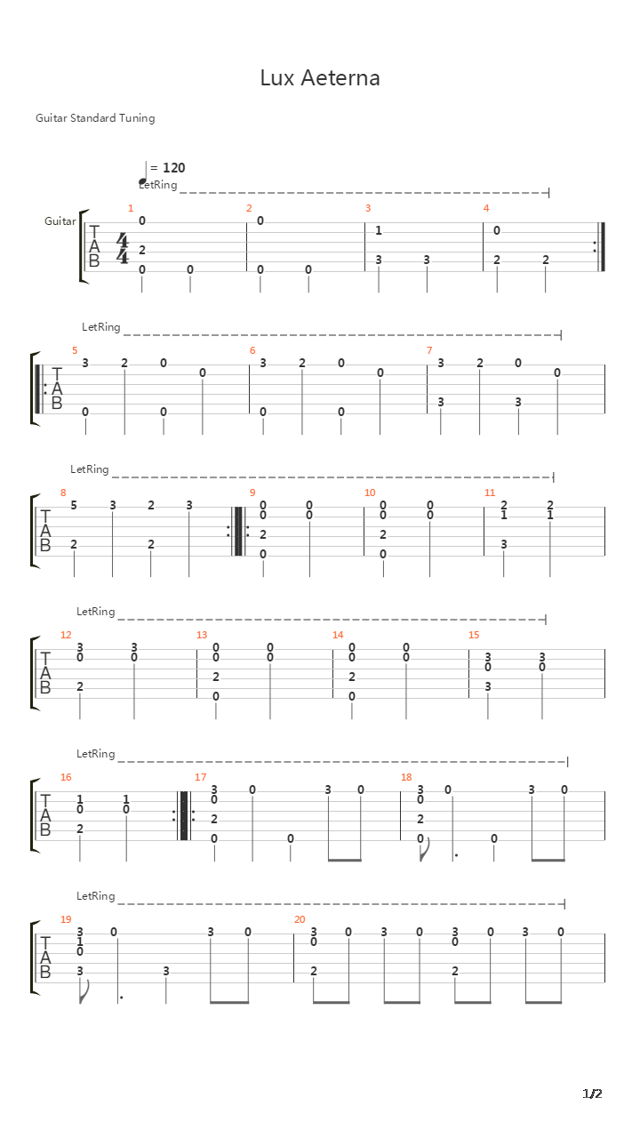 Lux Aeterna吉他谱