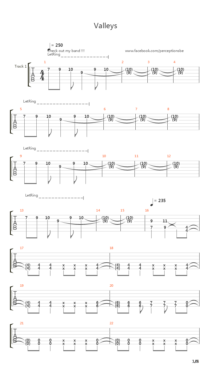 Valleys吉他谱