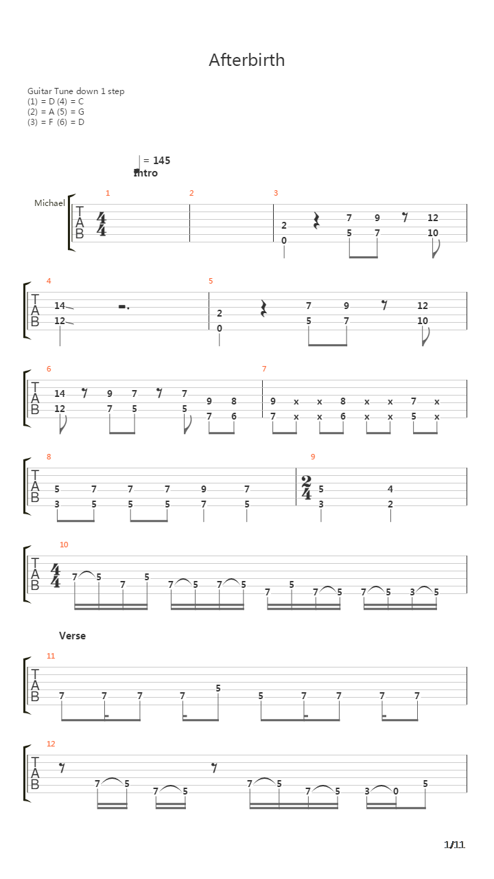 Afterbirth吉他谱