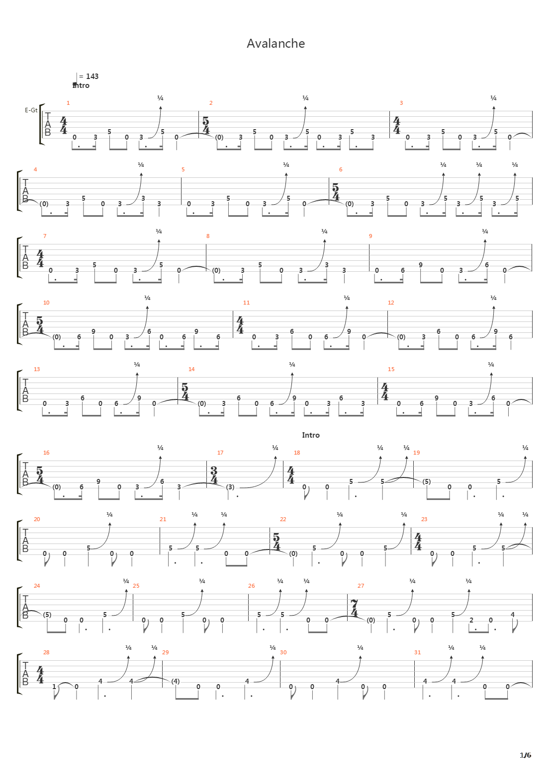 Avalanche吉他谱