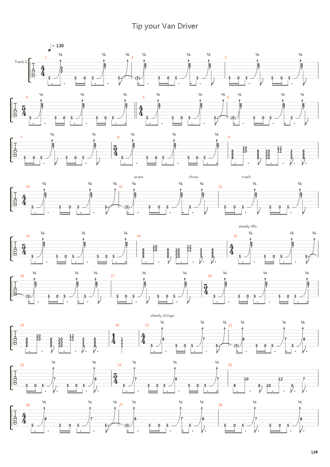 Tip Your Van Driver吉他谱