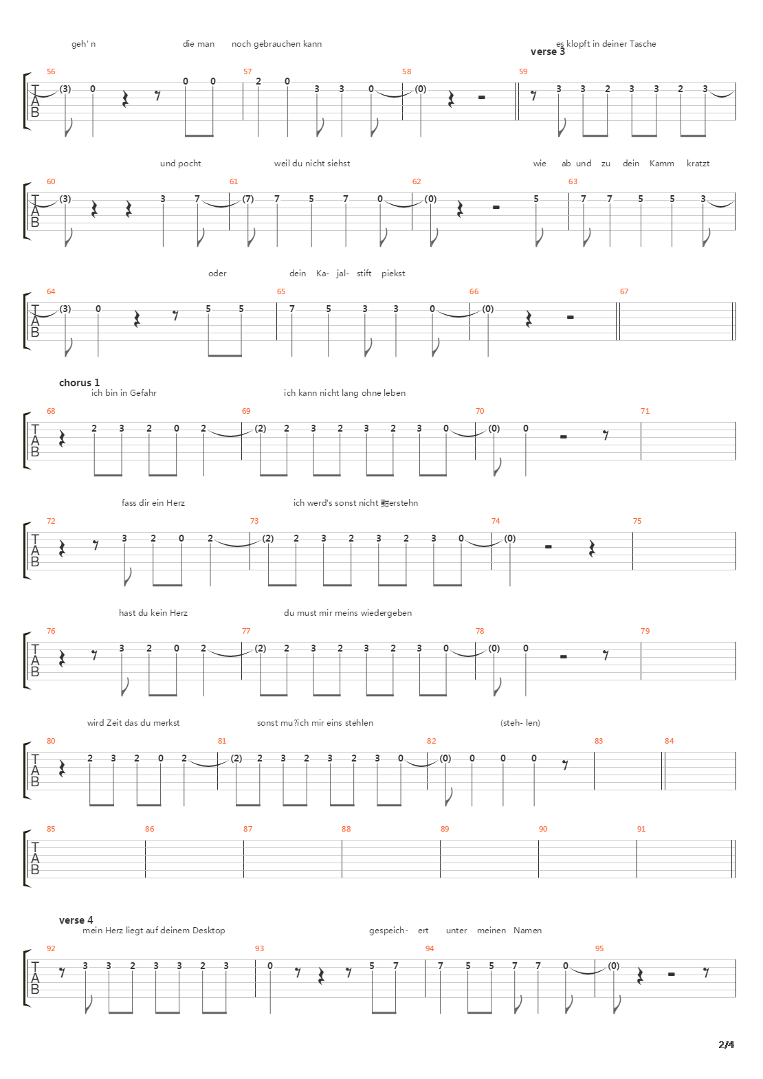 Herz吉他谱