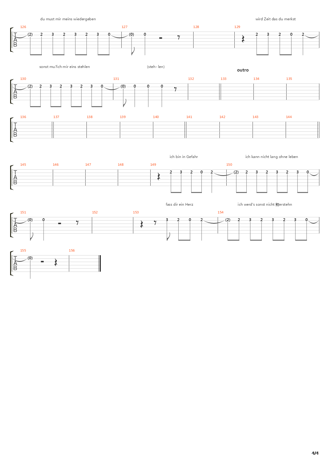 Herz吉他谱