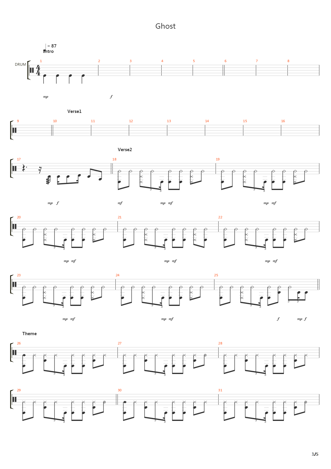 Ghost吉他谱