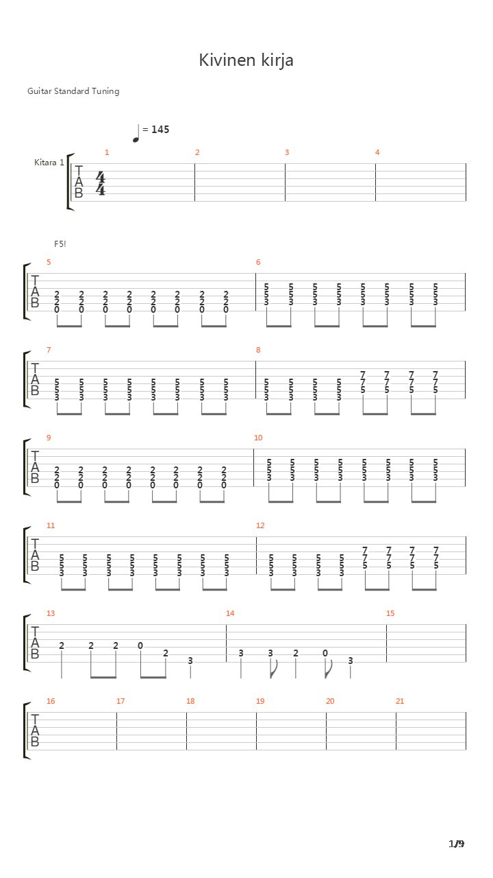 Kivinen Kirja吉他谱