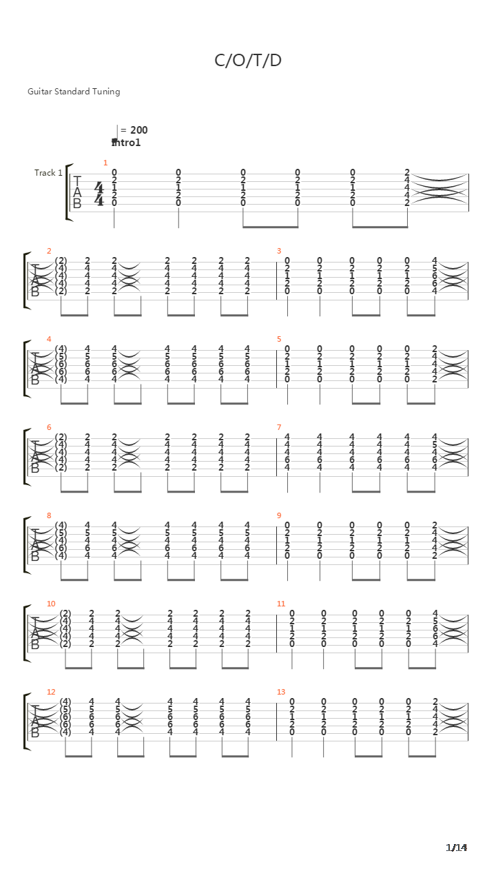 Cotd吉他谱