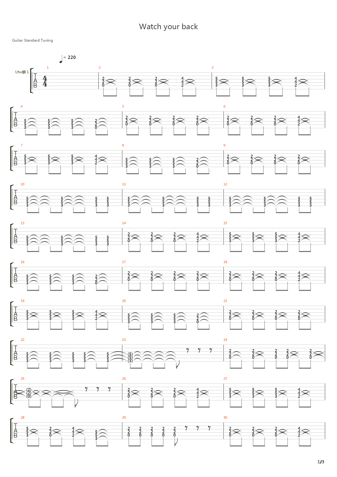 Watch Your Back吉他谱