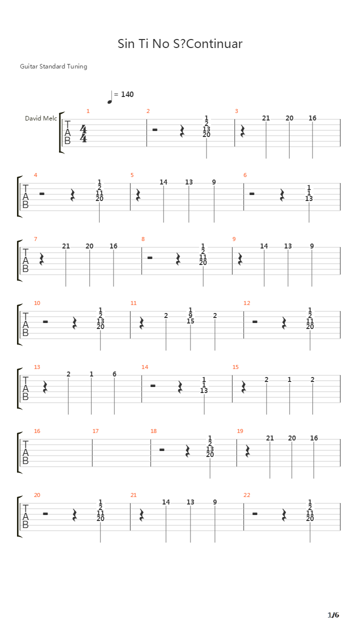 Sin Ti No Se Continuar Piano吉他谱