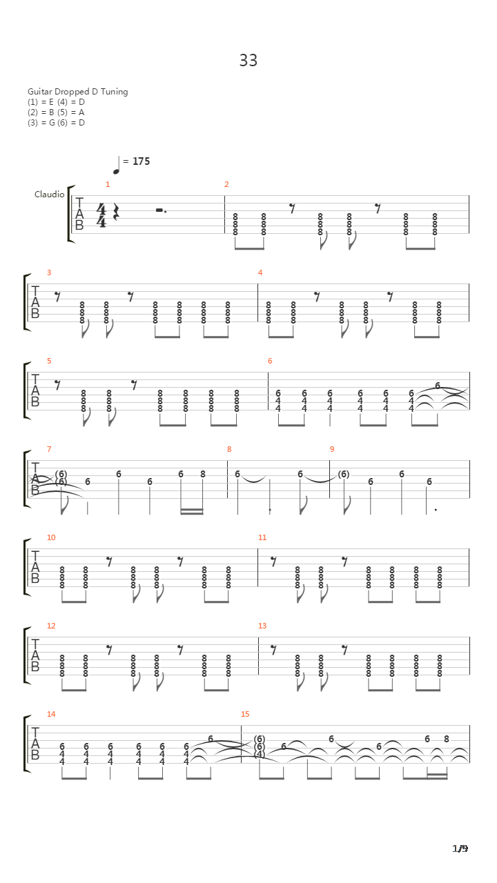 33吉他谱