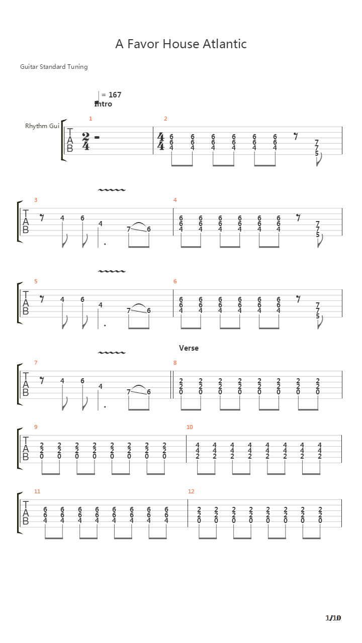 A Favour House Atlantic吉他谱