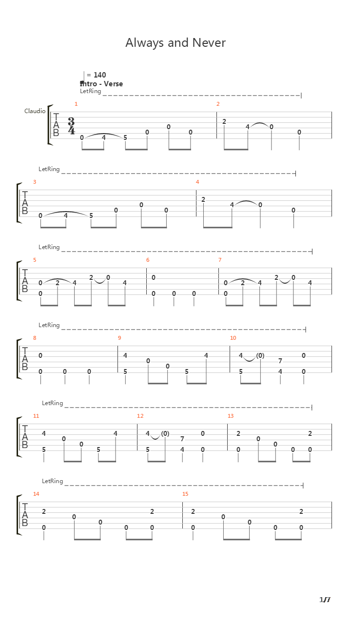 Always And Never吉他谱