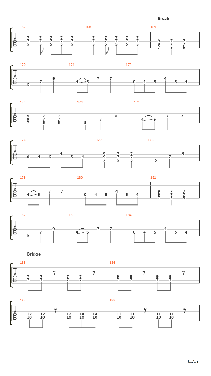 Cuts Marked In The March Of Men吉他谱