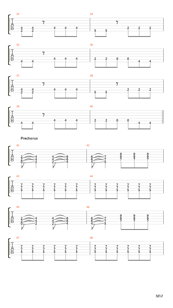 Cuts Marked In The March Of Men吉他谱