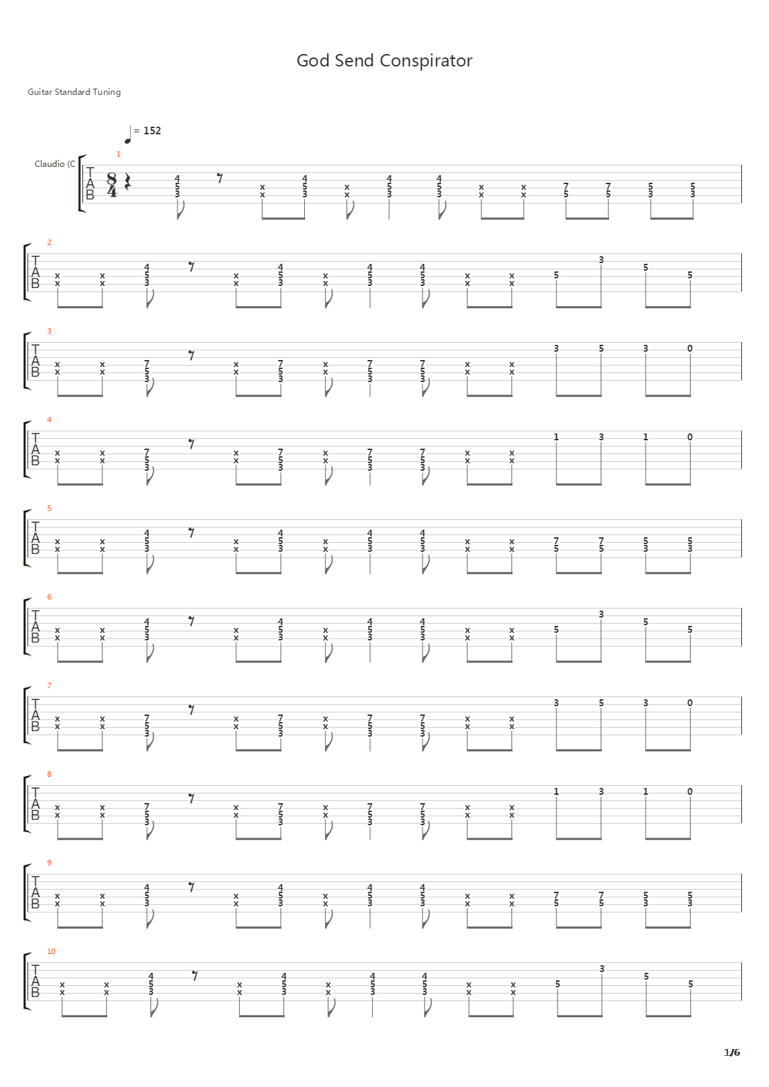 God Send Conspirator吉他谱