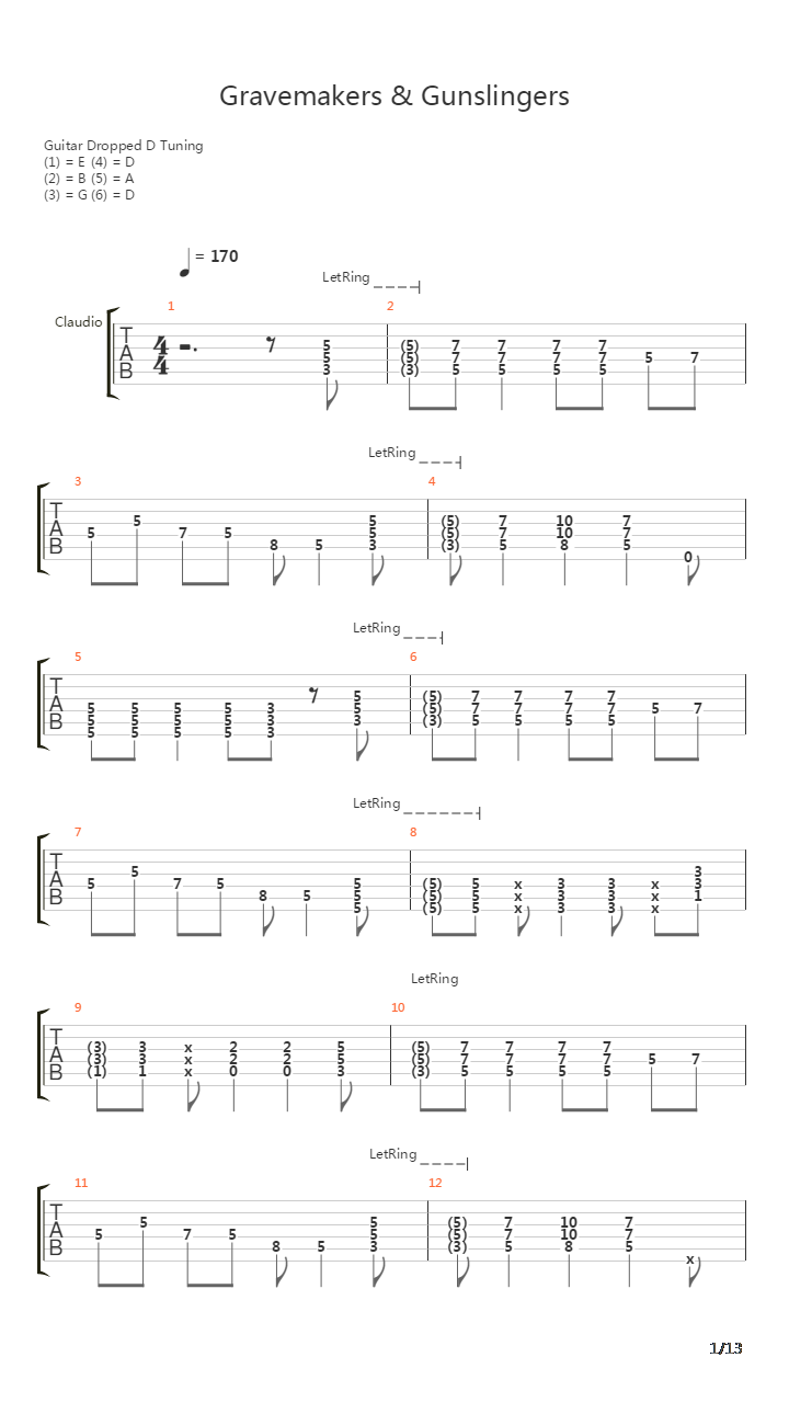 Gravemakers And Gunslingers吉他谱
