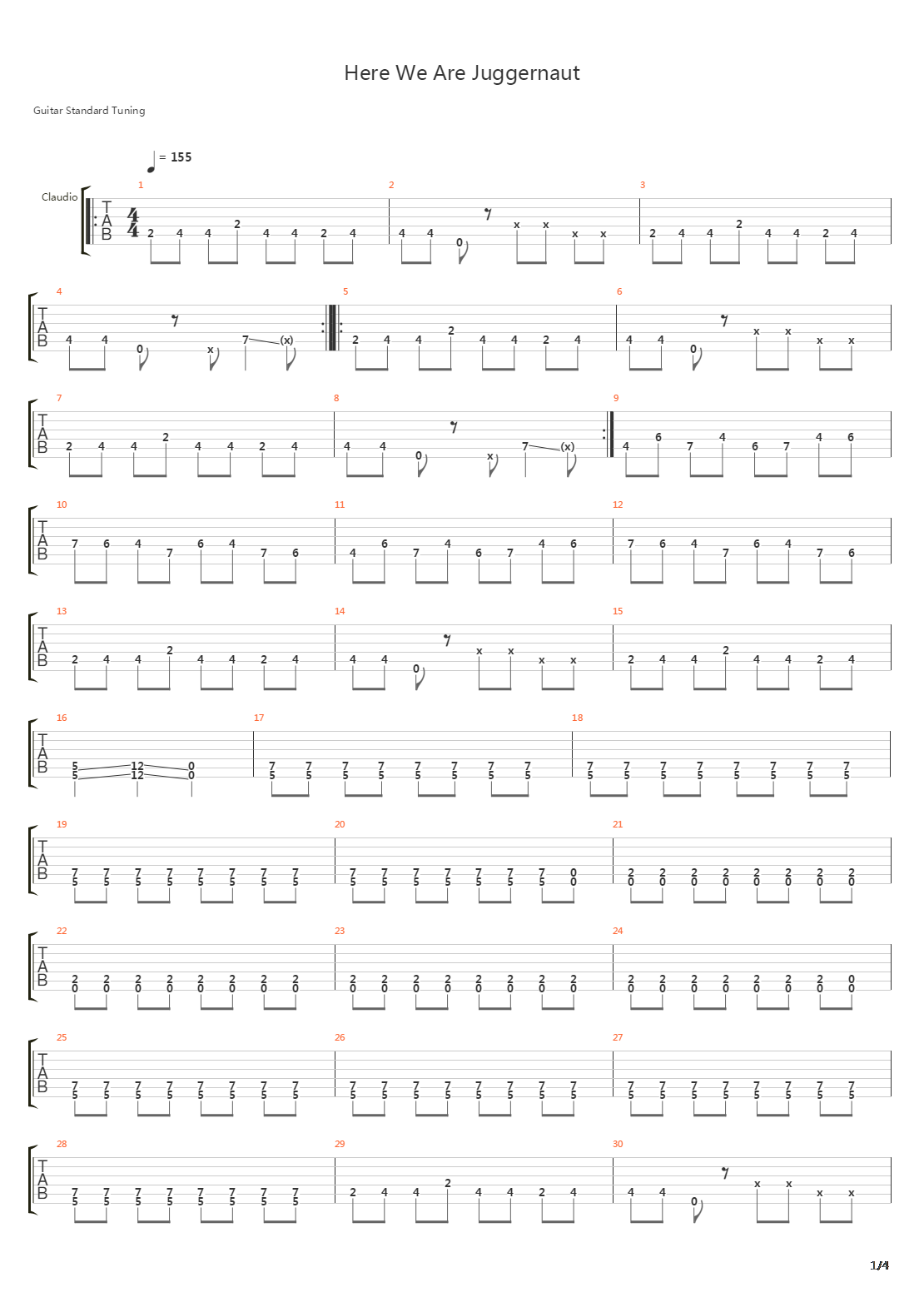 Here We Are Juggernaut吉他谱