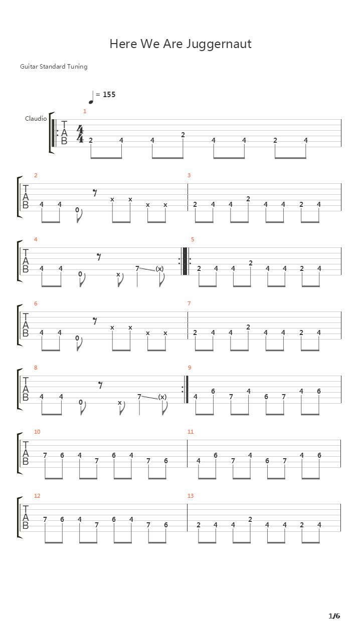 Here We Are Juggernaut吉他谱