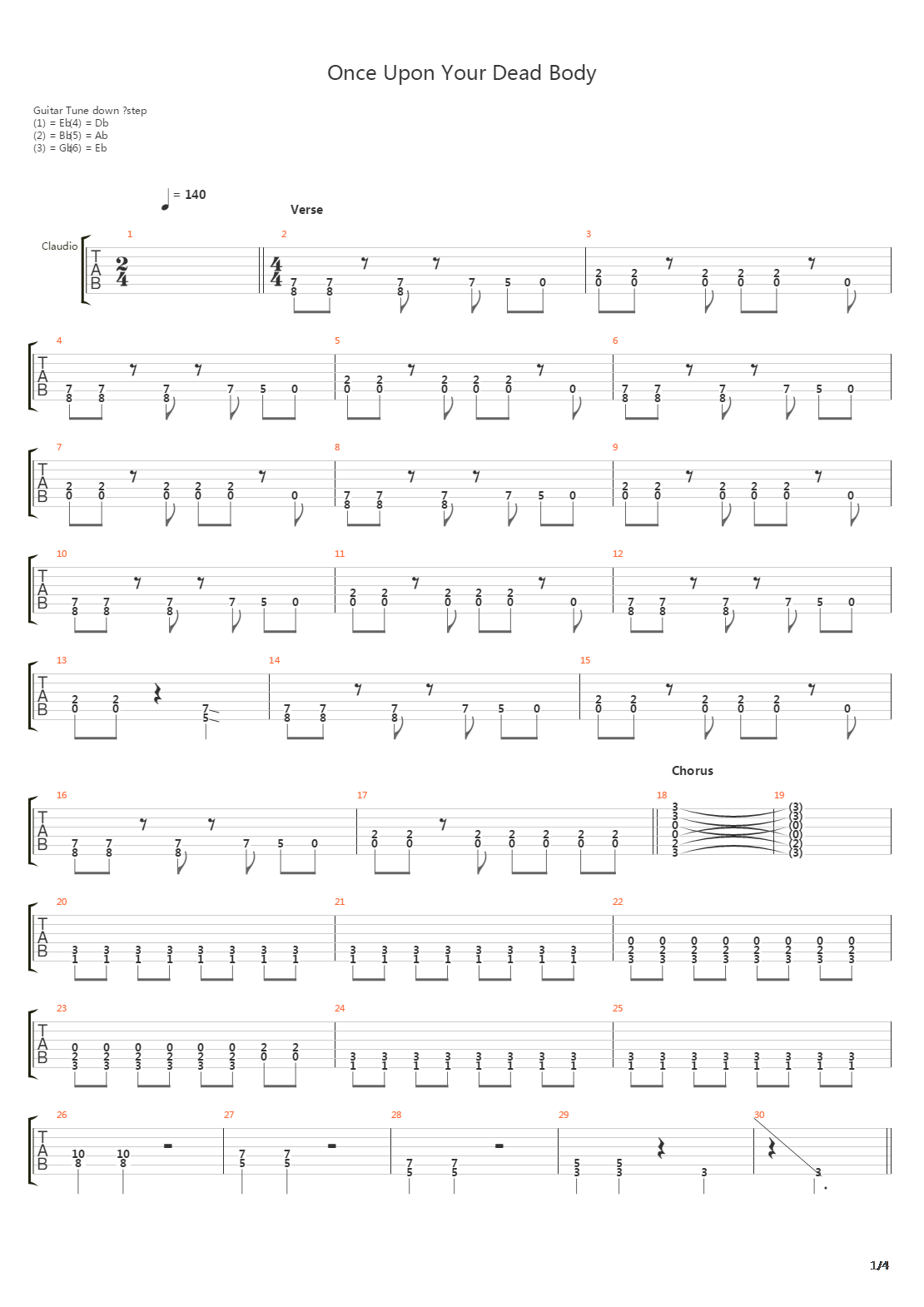 Once Upon Your Dead Body吉他谱