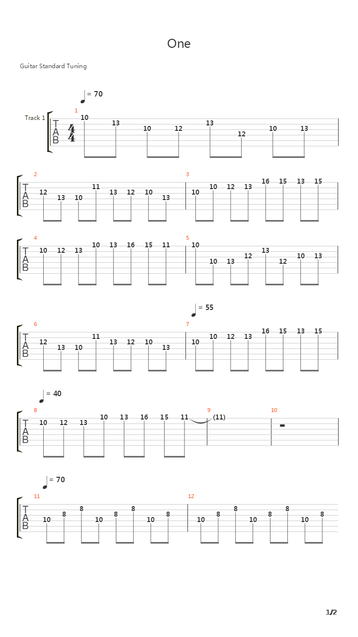 One吉他谱