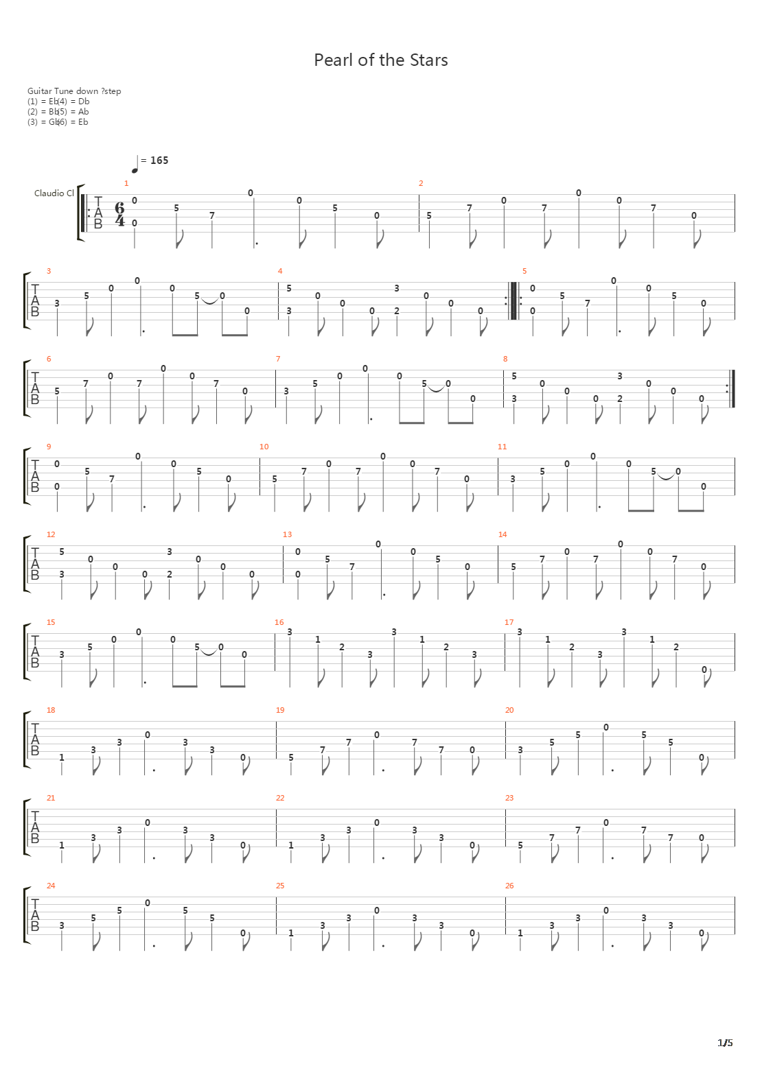 Pearl Of The Stars吉他谱