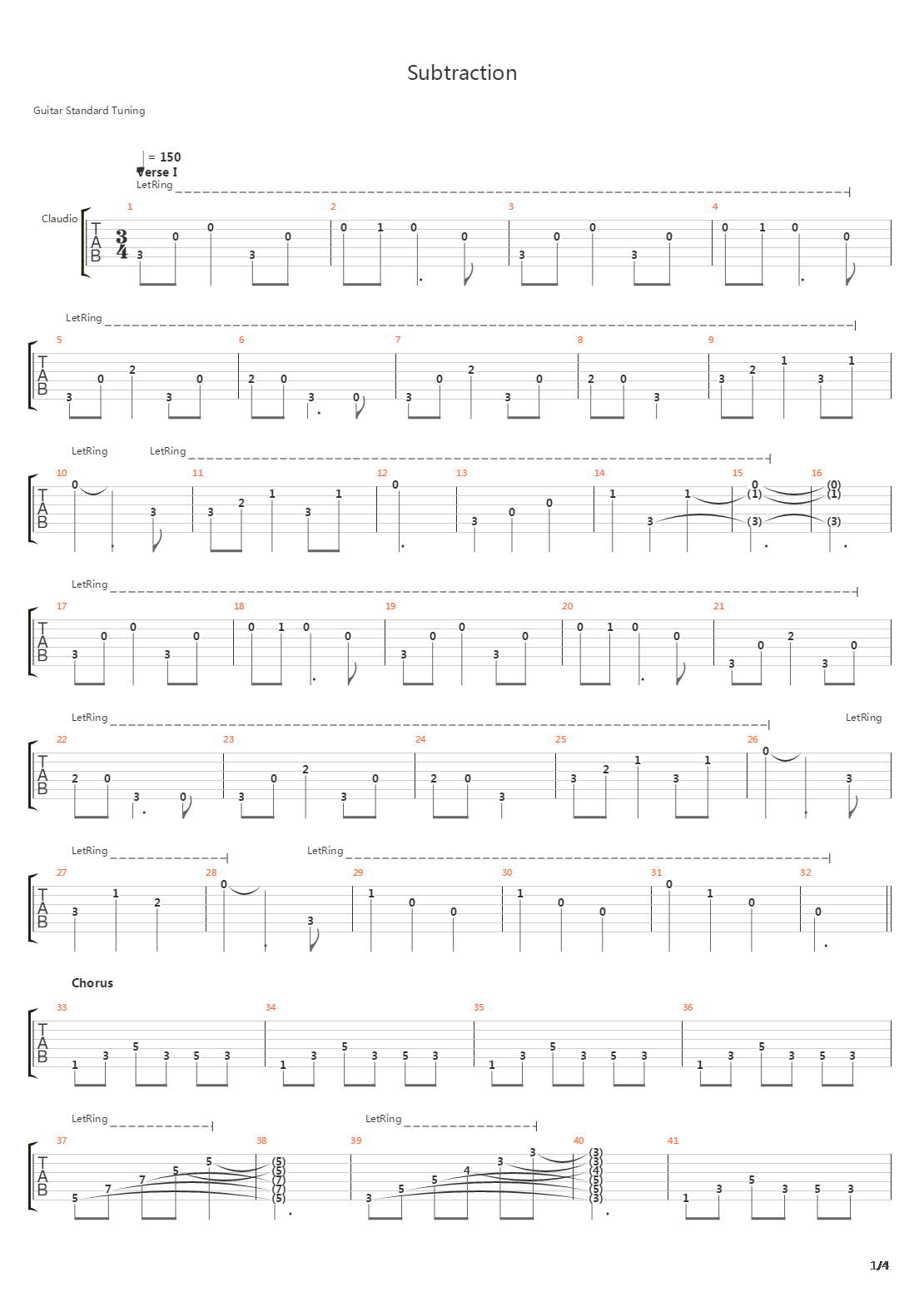 Subtraction吉他谱