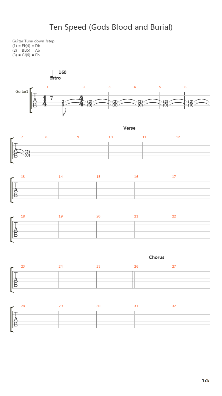 Ten Speed Of Gods Blood And Burial吉他谱
