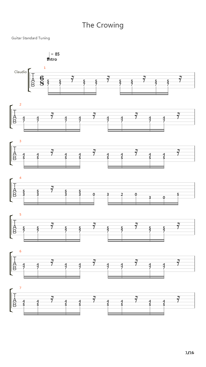 The Crowing吉他谱