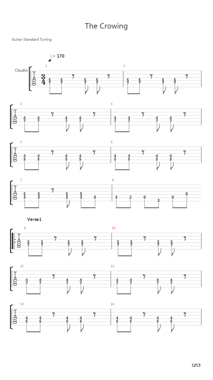 The Crowing吉他谱