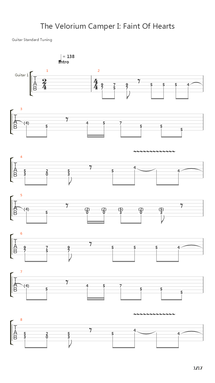 The Velorium Camper I Faint Of Hearts吉他谱