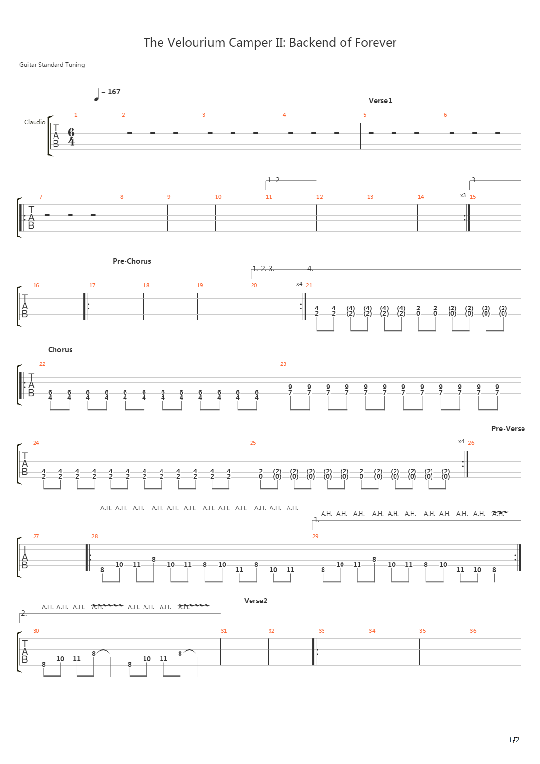 The Velourium Camper Ii Backend Of Forever吉他谱