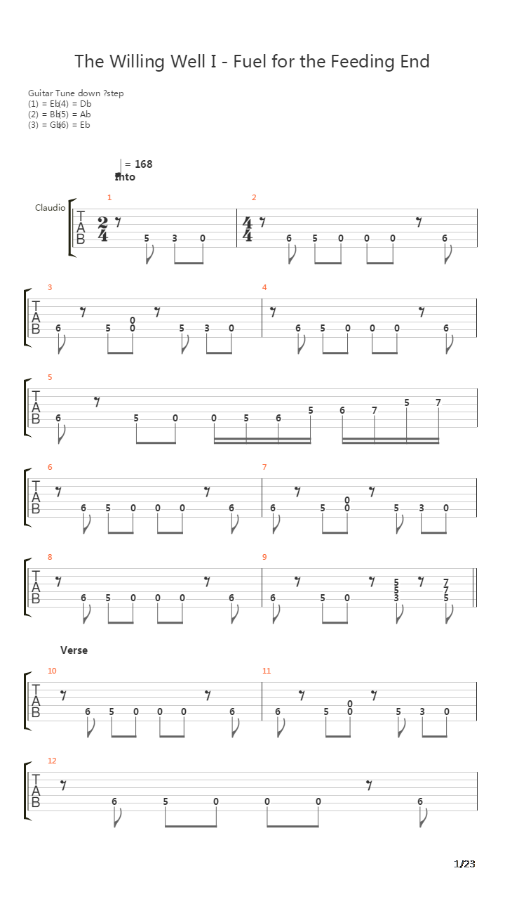 The Willing Well I Fuel For The Feeding End吉他谱