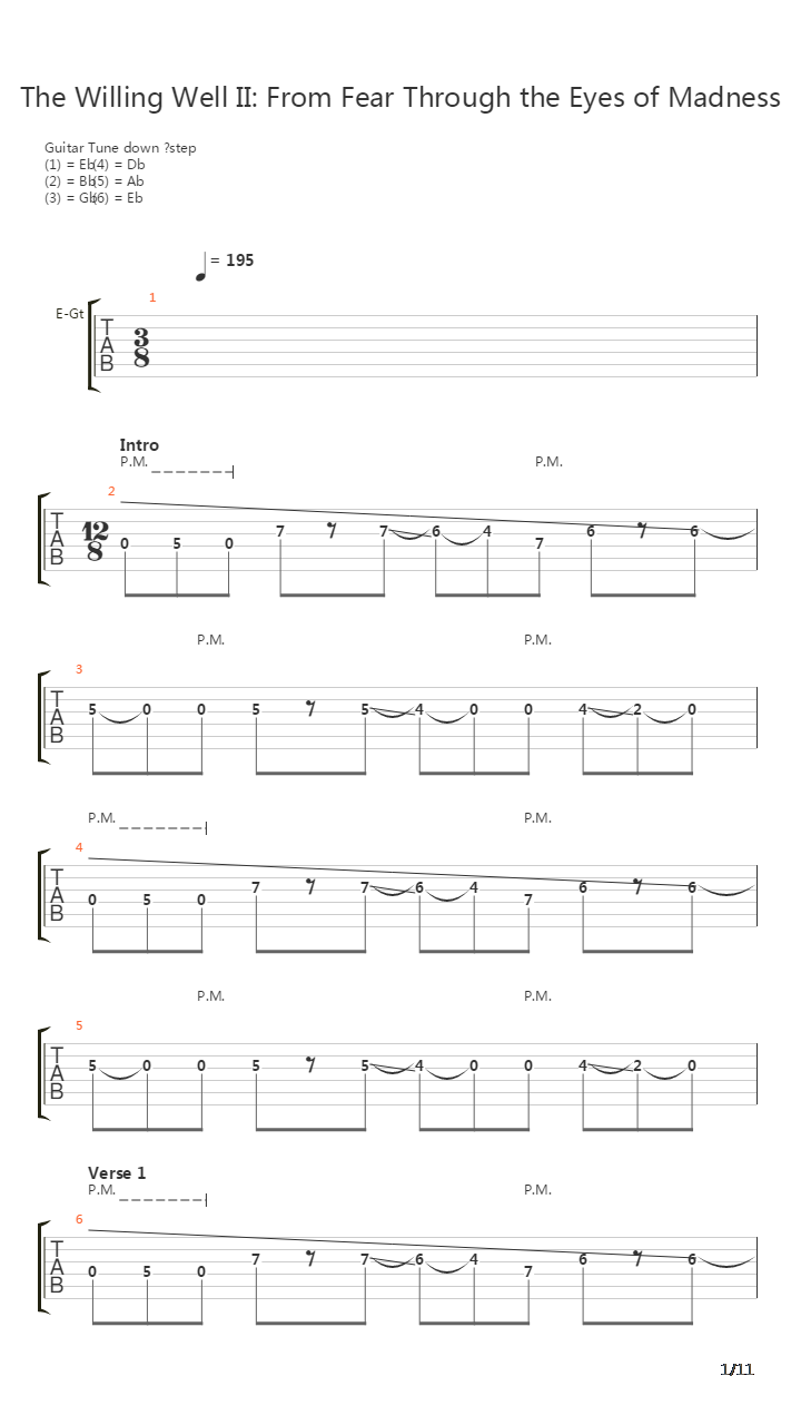 The Willing Well Ii From Fear Through The Eyes Of Madness吉他谱