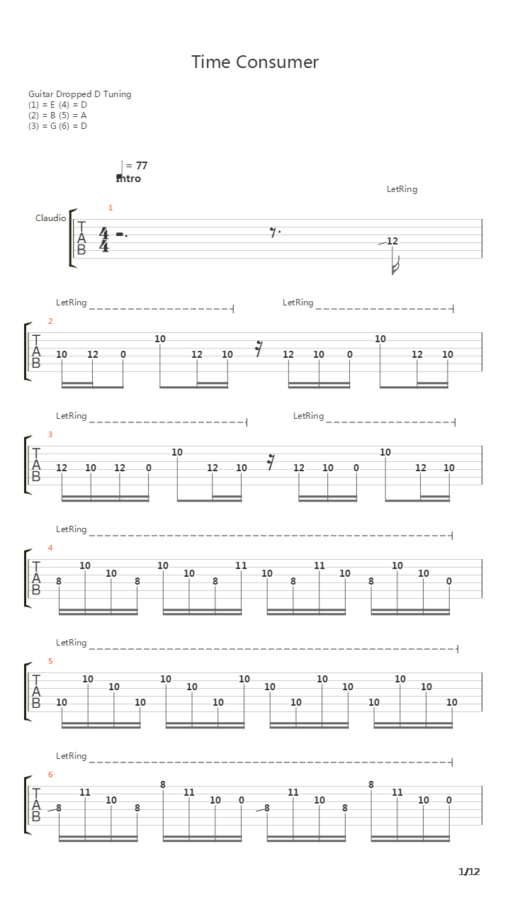 Time Consumer吉他谱