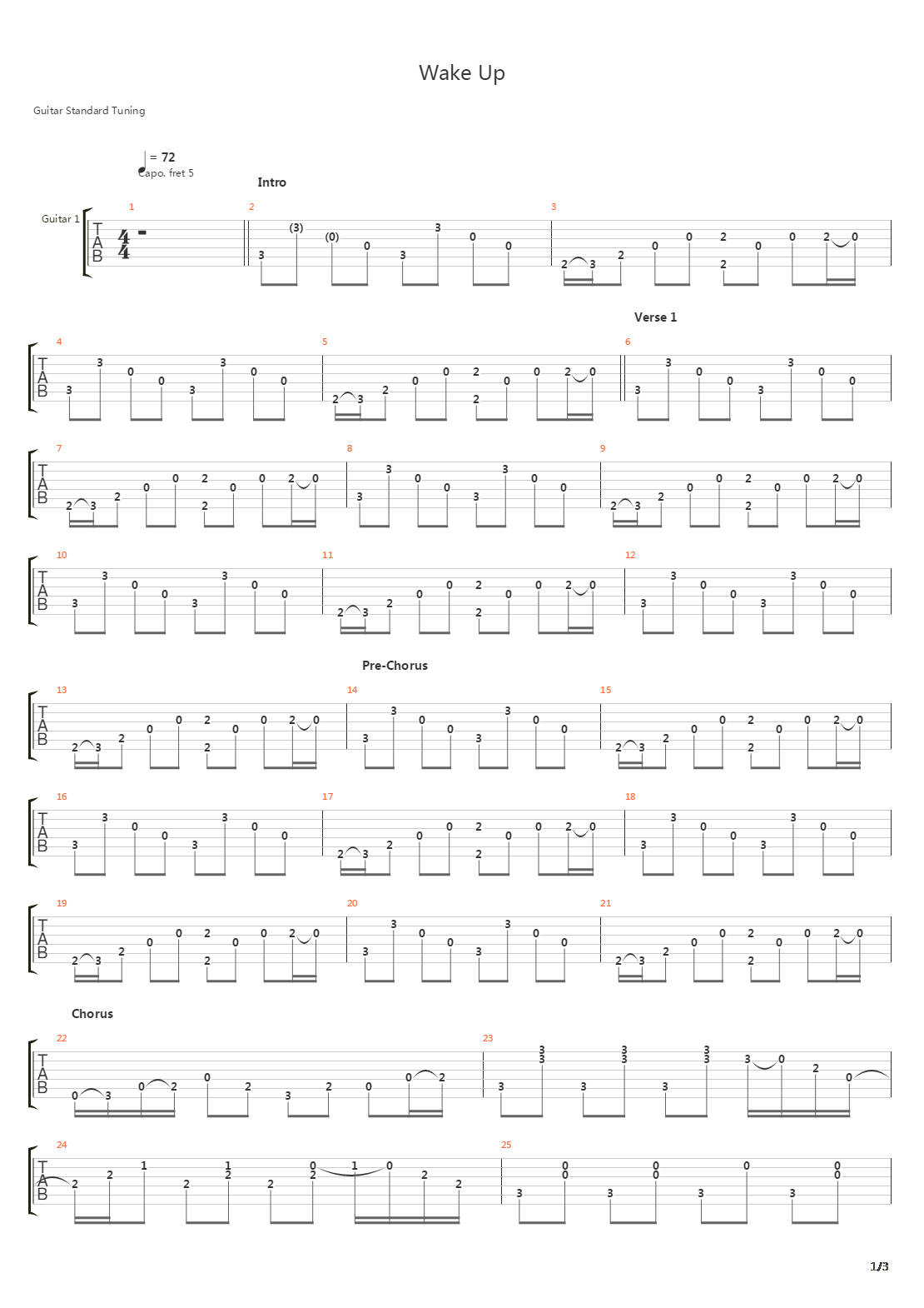 Wake Up吉他谱
