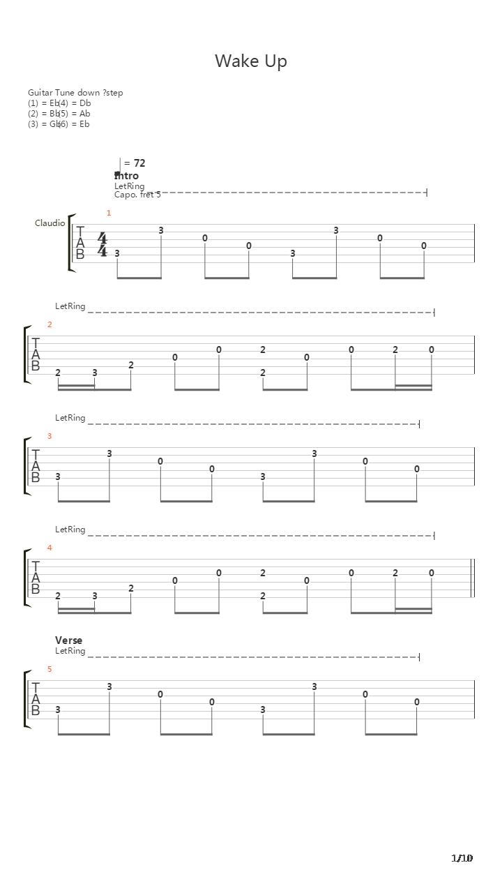 Wake Up吉他谱